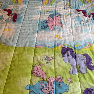 Vintage My Little Pony Youth Sleeping Bag Green Blue Hasbro 1983 Horses Zippered